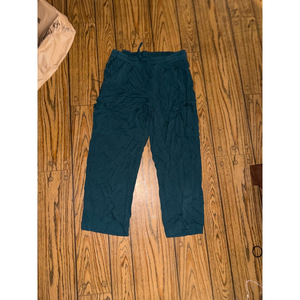 Torrid Cargo Jogger Pants 1R Teal Green Rayon Blend Elastic Waist Drawstring